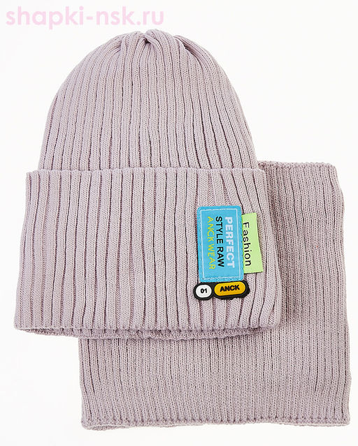 28-L Комплект для девочки флис (колпак+снуд) (50-54)