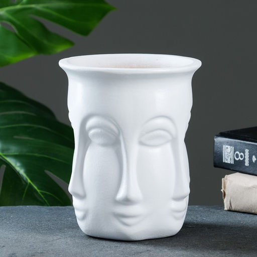 Декоративное кашпо для цветов Аделия, 1 л, d=13 см, h=16 см, керамика, белое