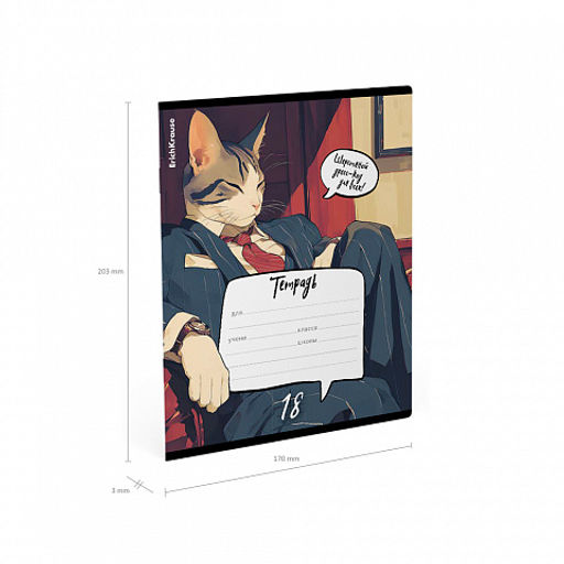 Цена за 10 шт. Тетрадь школьная ученическая ErichKrause Cat Boss, 18 листов, клетка (в плёнке по 10 шт.)_MIX-PACK  фото 10