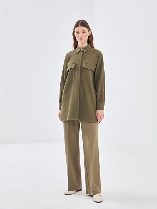 Dokulu Oversize Kad?n G?mlek Tunik