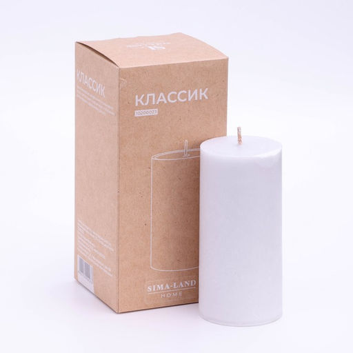 Свеча-цилиндр гладкая, Sima Home, 5×10 см, пальмовый воск, серая, 6 ч