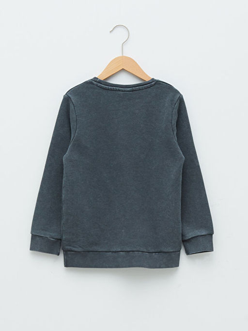 Bisiklet Yaka Bask?l? Uzun Kollu Erkek ?ocuk Sweatshirt - Waikiki фото 2