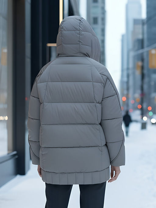 Куртка зимняя женская с капюшоном модная коричневого цвета 7651K - Visdeer фото 19