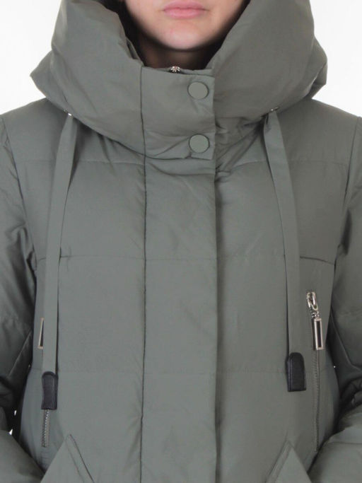 A8356 GRAY/GREEN Пальто зимнее женское (200 гр. холлофайбер)