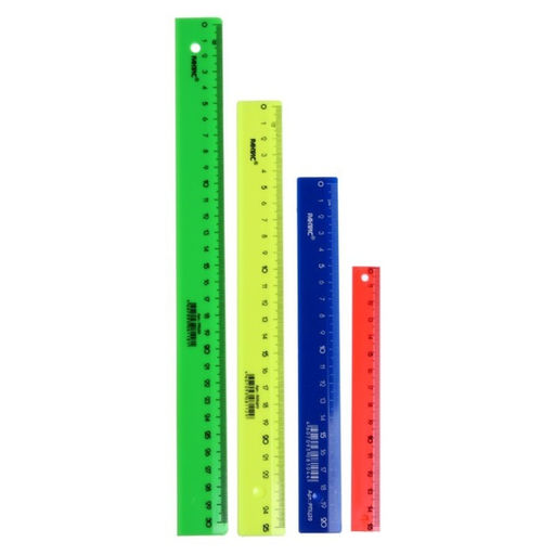 Цена за 3 шт. Набор 4 линейки Calligrata "Neon", 15, 20, 25 и 30 см, непрозрачная, европодвес, микс