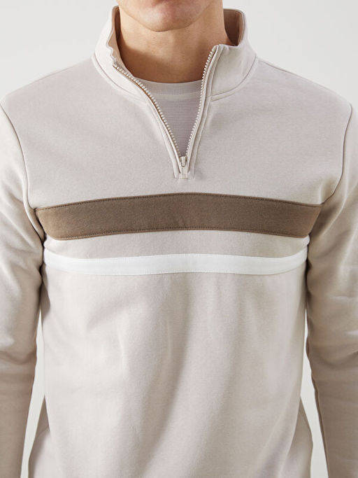 Dik Yaka Uzun Kollu Erkek Kal?n Sweatshirt