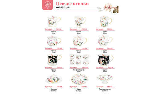 Банка д/сыпучих продуктов 250 мл 12*9,5*9 см Певчие птички+ложка+откидная бамбук.крыш (без золота) - Elan gallery фото 29