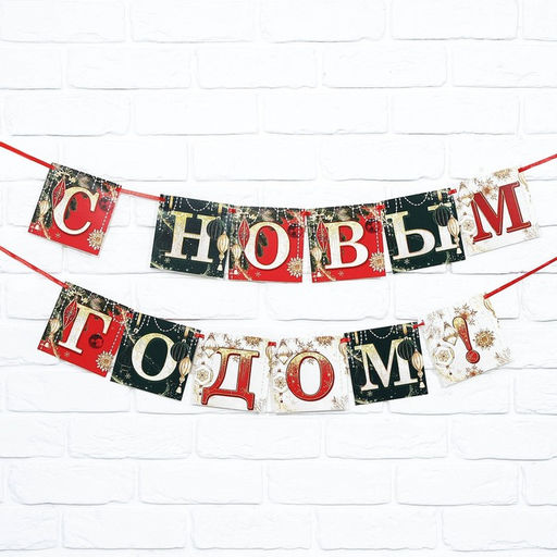 Гирлянда на ленте новогодняя С Новым годом!, длина 2 м