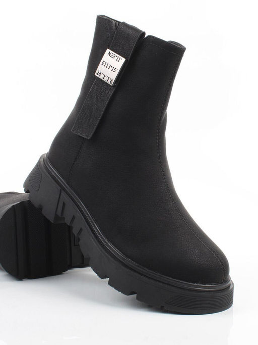 04-WD018-1M BLACK Ботинки зимние женские (натуральная кожа, 100% шерсть)