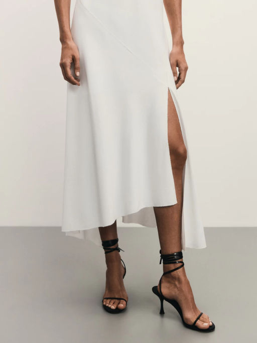 Асимметричное платье из вискозы и льна с разрезом / Zarina  фото 9