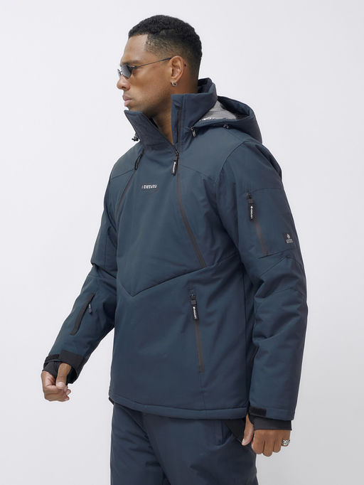 Горнолыжный костюм анорак мужской зимний темно-серого цвета 389TC - Leifensh фото 14