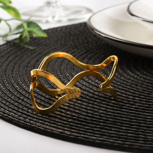 Кольцо для салфетки Две линии 5,74,52,7 см, цвет золотой - Simaland фото 2