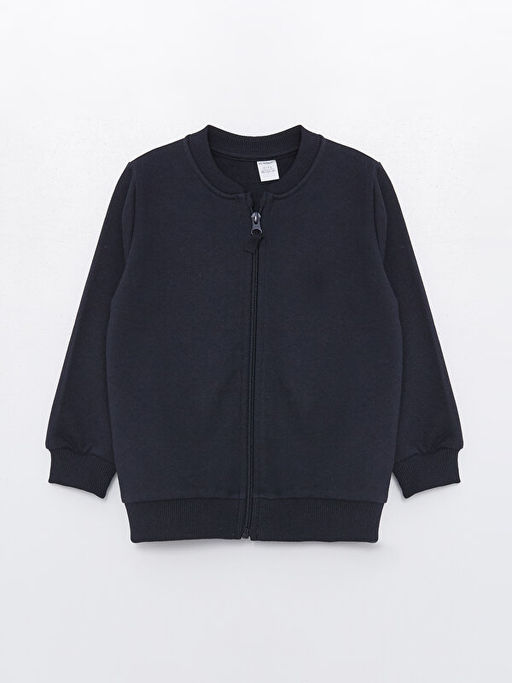Bisiklet Yaka Uzun Kollu Basic Erkek ?ocuk Fermuarl? Sweatshirt