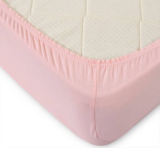 Трикотажная простыня на резинке (розовая) 120*200 см. хлопок 100% - Лен поволжья фото 2