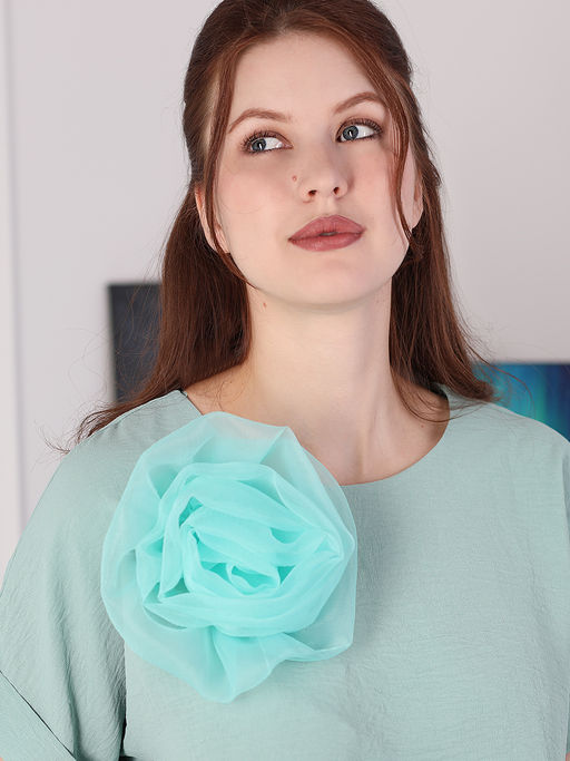 Брошь мятного цвета в форме цветка - Almond фото 3