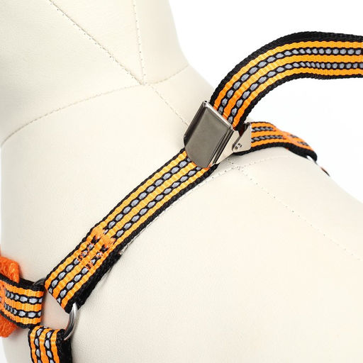 Шлейка супермягкая со светоотражающей прошивкой, размер М, обхват 32-63 см, оранжевая - Пижон фото 2