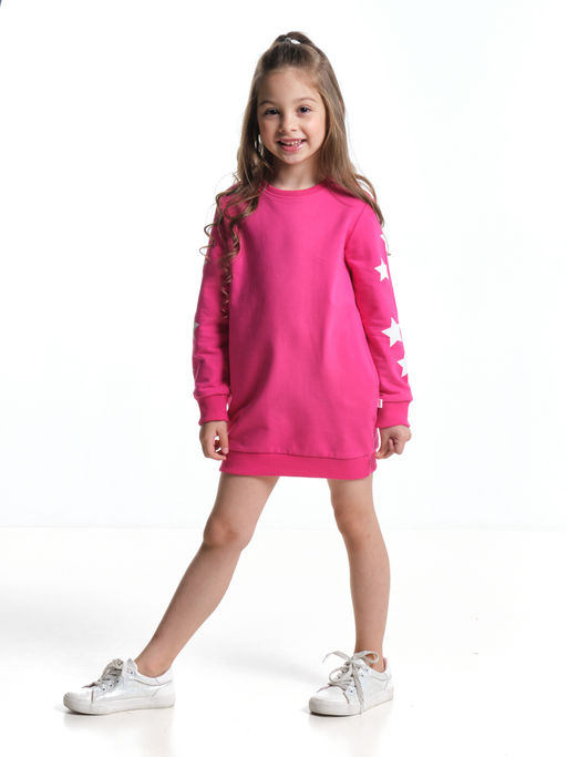 Платье из футера с принтом на рукавах UD 7298 малина - Mini maxi фото 3