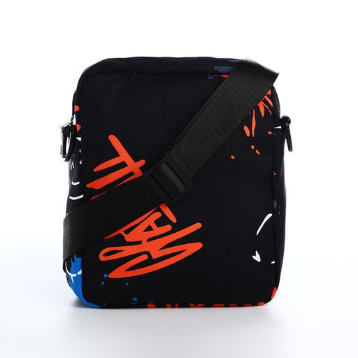 Сумка молодёжная на молнии, наружный карман, цвет чёрный - Simaland фото 3