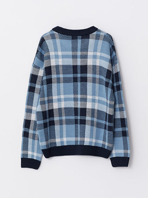 Bisiklet Yaka Ekose Uzun Kollu Erkek ?ocuk Triko Kazak - Waikiki фото 2