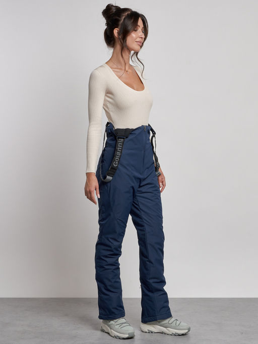 Полукомбинезон с высокой посадкой женский зимний темно-синего цвета 7605TS - Colannia фото 8