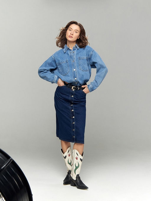 Рубашка из денима с карманами B2681/carnia - Emka фото 3