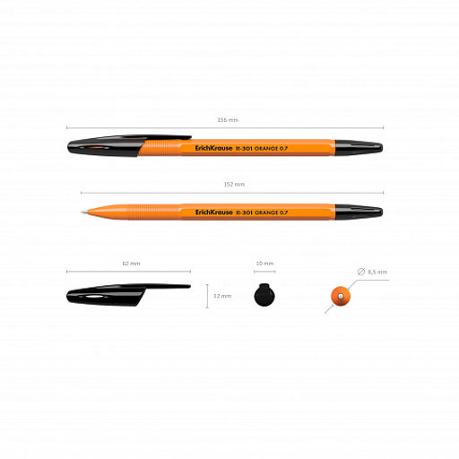 Цена за 50 шт. Ручка шариковая ErichKrause R-301 Stick Orange 0.7, цвет чернил синий (в коробке по 50 шт.)  фото 10