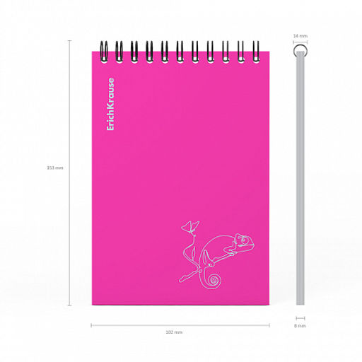Цена за 5 шт. Блокнот с пластиковой обложкой на спирали ErichKrause Silhouette, розовый, A6, 80 листов, клетка  фото 5