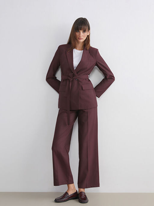 Loose Fit ?izgili Kad?n Pileli Pantolon
