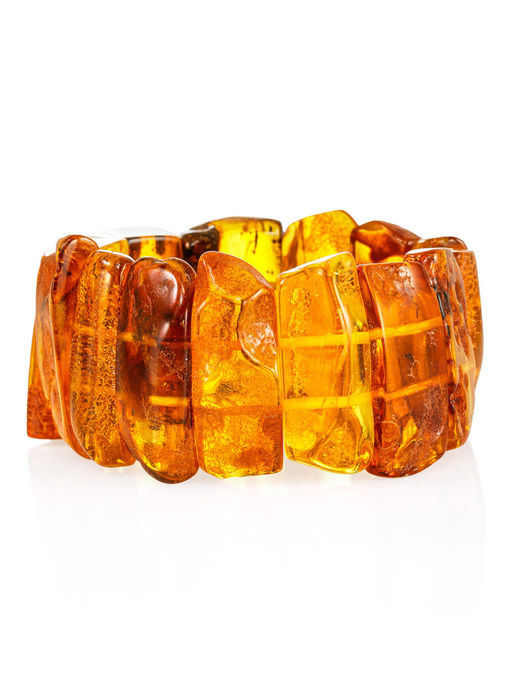 Эффектный яркий браслет из текстурированного балтийского янтаря Помпеи