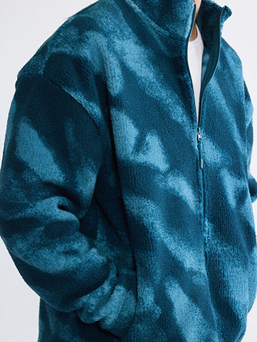 Dik Yaka Pel?? Erkek Fermuarl? Sweatshirt