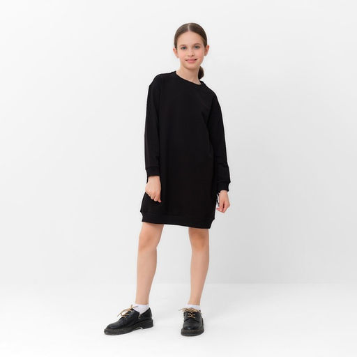 Платье для девочки чёрное прямое MINAKU: Casual Collection, рост 146 см