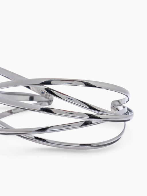 Браслет металл Афина многослойный, цвет серебро