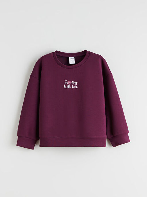 Bask?l? K?z ?ocuk Sweatshirt ve E?ofman Alt 2li