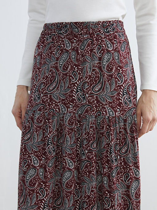 Beli Lastikli Desenli Etek