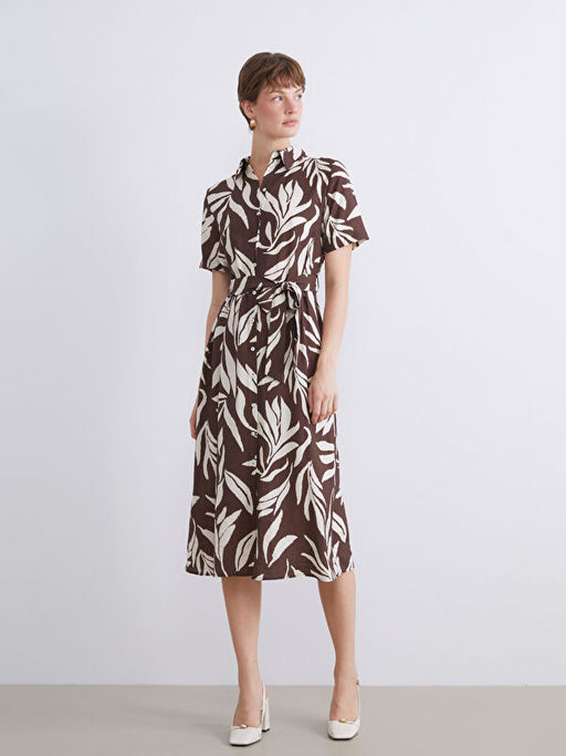 Desenli Ku?akl? G?mlek Elbise