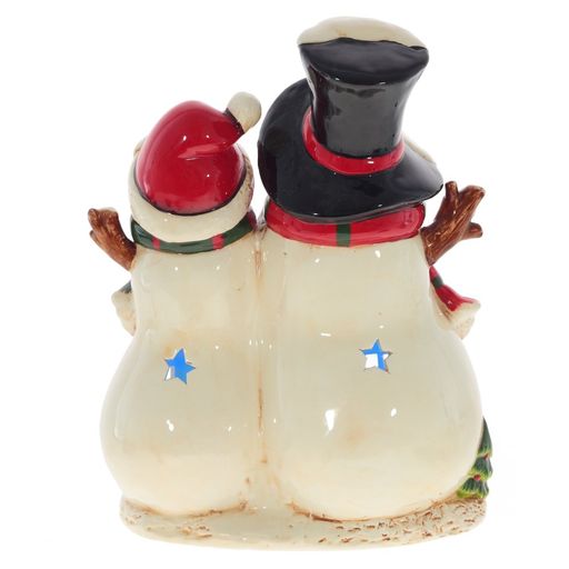 Фигурка декоративная "Снеговики" с подсветкой, 2 режима (цвет и жёлт), L24 W17 H31 см