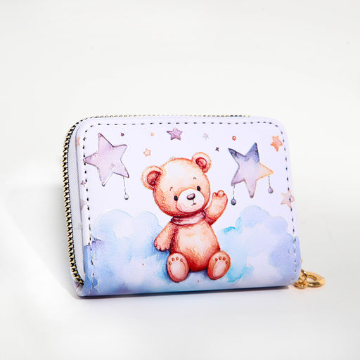 Кошелёк на молнии Выбражулька «Мишка», детский, маленький, белый