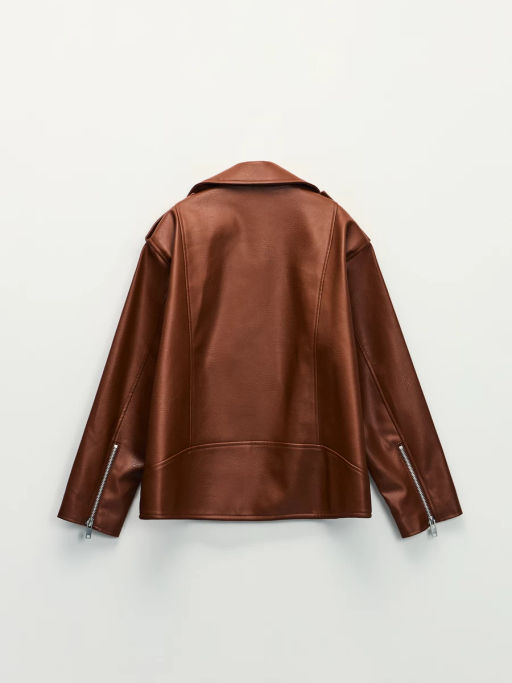 Куртка-косуха прямого силуэта из искусственной кожи / Zarina  фото 3