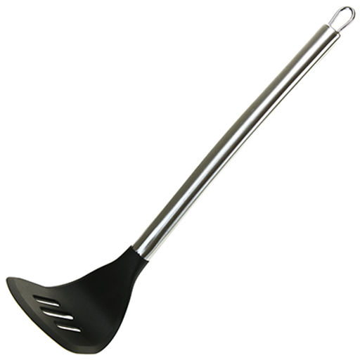 Дуэт Картофелемялка для тефлоновой посуды пластмассовая 32х7,5см, черный, ручка из нержавеющей стали (Китай)