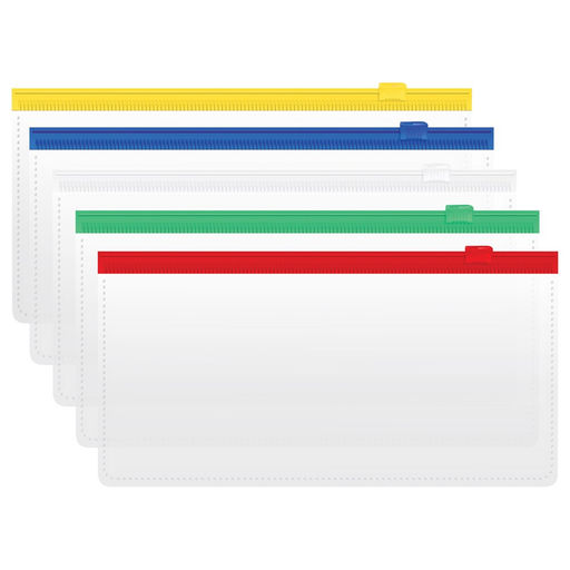 Цена за 5 шт. Папка-конверт на молнии 255*130мм СТАММ, прозрачная (ММ-322051) 120мкм