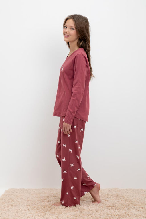 КБ 2820/шоколадный десерт,кошечки пижама для дев