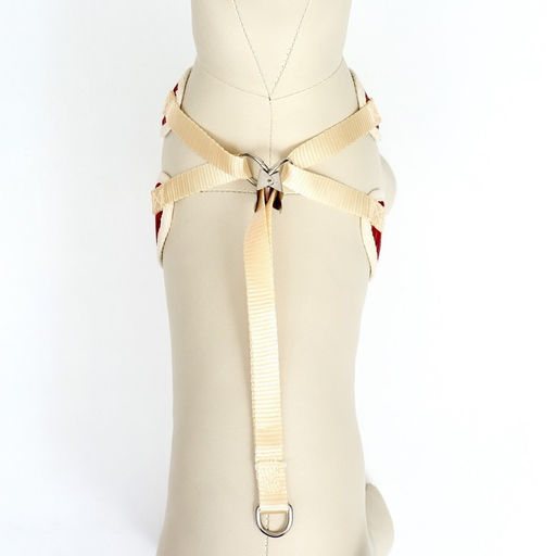 Комплект с мягкой шлейкой Клетки, размер L, поводок 120 х 1,5 см, ОГ 42-76 см, красный - Пижон фото 7