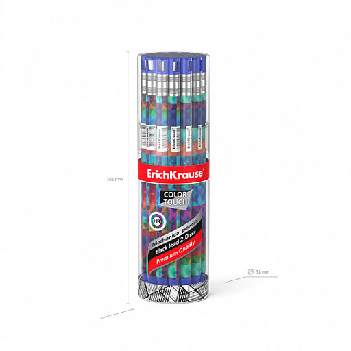 Цена за 24 шт. Карандаш механический ErichKrause ColorTouch® Patchwork 2.0 мм, с точилкой, НВ (в тубусе по 24 шт.)  фото 5