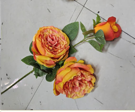 Цветок искусственный Роза пионовидная 72 см / RW-303 /уп 24/144/ желто-розовый