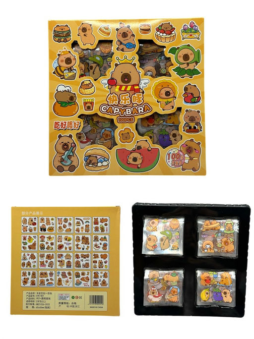 Набор наклеек "Капибара" 4 листа 36*24см (N-110) в подарочной уп.