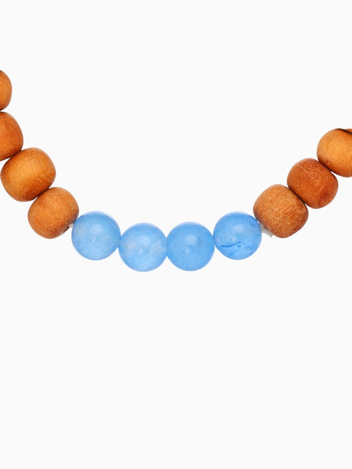 Браслет из сандалового дерева с агатом, длина 18 см, синий