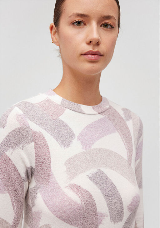 Uzun Kollu Bask?l? Yumusak Tisort - Mavi фото 5