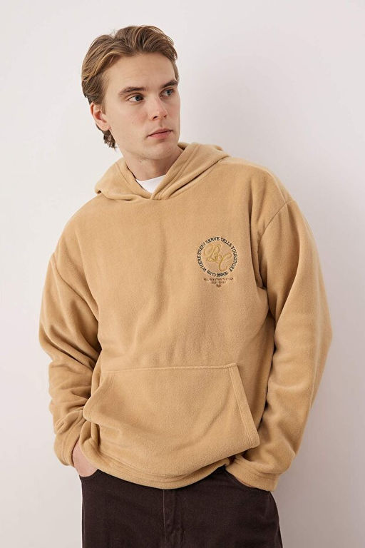 Bej Oversize/Geni_ Kesim Polar Kal_n Nak__l_ Sweatshirt TMNAW26SW00029 - Trendyolmilla фото 2