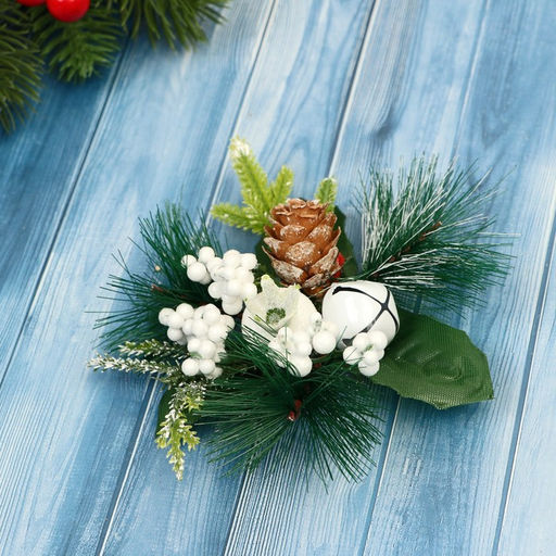 Ёлочные игрушки 2 шт. Зимнее волшебство. Еловая композиция пластик, белые колокольчики, шишки, 99 см фото 2