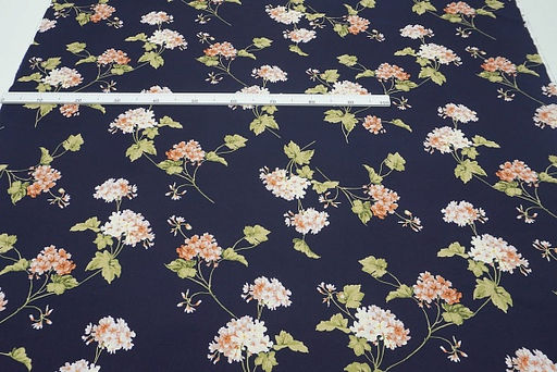 Штапель Ароматная гортензия цв.чернильный, ш.1.45м, вискоза-100%, 105гр/м.кв - Купава фото 3